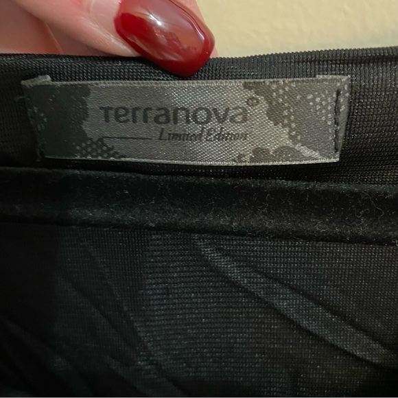 Terranova Black Laminated Ribbed Tie Sleeveless Bubble Dress, Size S - Picture 3 of 10